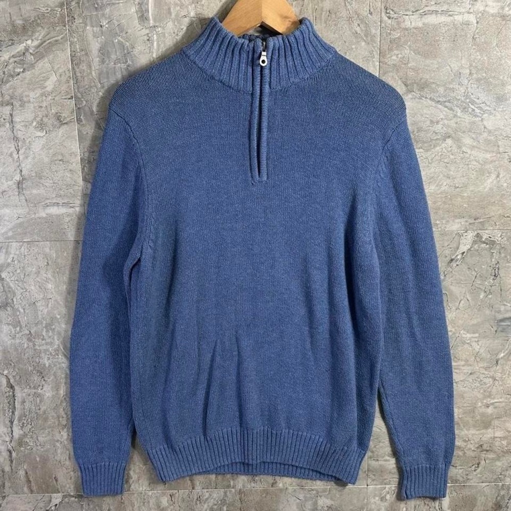 Croft & Barrow blue quarter zip sweater Mens Size S #preppy #knitwear‎